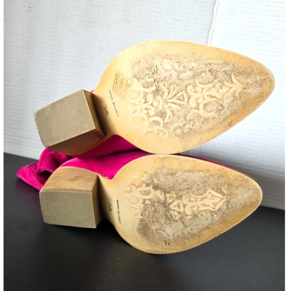 KS Kali Shoes Rea Magenta Pink Texan Laser-Cut Western Boots Suede Sz EU 38 - Picture 9 of 9